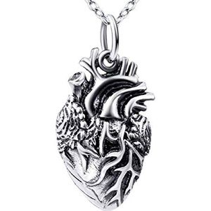 Anatomische Hart Halsketting 925 Sterling Zilver Hanger van Serebra Jewelry, zonder steen, Zonder steen