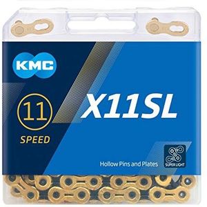 KMC Ti-N Black X11SL Unisex voor volwassenen, 1-voudig 1/2 inch x 11/128 schakels, 118 schakels, goudkleurig, zwart