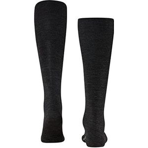 FALKE Airport wollen sokken van katoen, lang, fijn, effen, 1 paar, grijs (antraciet melange 3080)