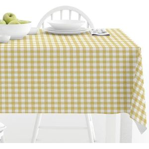 Comart, Vierkant tafelkleed, 100% polyester, vuilafstotend, voor tafel, keuken, beige, rechthoekig, 132 x 228 cm