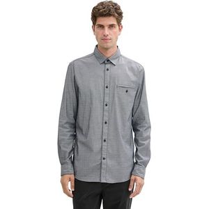 TOM TAILOR 1043804 Herenhemd, 36661 - marineblauw/wit - kleine structuur