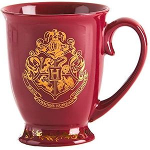Harry Potter Original Hogwarts Mok, 200 ml, van Keramiek met Gouden Wapen, Wijnrood
