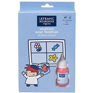 Lefranc Bourgeois - Raamverf voor kinderen – 4 verftubes à 35 ml, 1 kern à 60 ml + voorgetekende houders