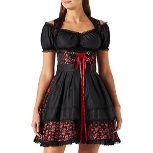 Dirndline Hoogwaardige dirndl-jurk voor dames met blouse voor speciale gelegenheden, rood/zwart, S, Rood/Zwart