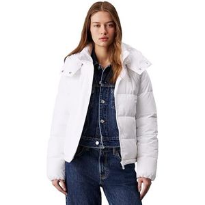 Calvin Klein Jeans Matte Monologo Nd Short Puffer J20j224119 Donsjack voor dames, Wit (Helder Wit)