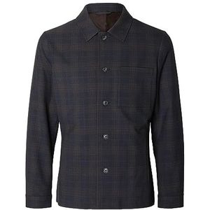 Selected Homme Blazer Hybride, Navy Blazer/Checks:brown, M