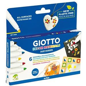 Giotto - Verpakking met 6 viltstiften, decoratie voor meerdere houders, decoratieve materialen, vanaf 3 jaar