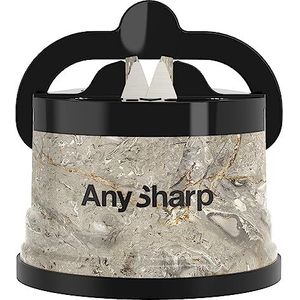 AnySharp Messenslijper, handenvrij, PowerGrip-zuignap, slijpt veilig alle keukenmessen, ideaal voor gehard en gekarteld staal, het beste ter wereld, steen