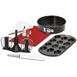 Krups XF5560 Prep&Cook accessoireset | voor alle Prep&Cook-apparaten | Roestvrij stalen spatel | Dubbele roerbezem | zwart/wit/rood