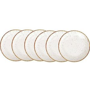 Tramontina - TRAMONTINA - Set van 6 platte borden rond porselein wit Rustico 28cm - Tijdloze elegantie, rustiek en landelijk design. Perfect voor elke gelegenheid.