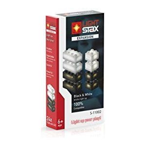 Light STAX Expansion 11004, compatibel met het STAX-systeem en alle bekende baksteenmerken, 24 extra bouwstenen (zwart en wit)