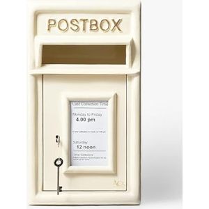 ACL Royal Mail Box - grijze brievenbus met slot - wandbrievenbus - afsluitbare postbus-replica - duurzame gietijzeren brievenbus (wit 25D x 44H)
