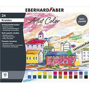 Eberhard Faber Artist Color 522524 softpastel krijtjes 24 stuks in 24 schitterende kleuren, zachte streep, in kartonnen etui, om te mengen en te schrobben, ideaal voor oppervlakteschilderen, school en vrije tijd