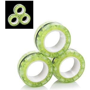 DAM. Magnetic Fidget Glow Rings, magnetische ringen, lichten op in het donker, anti-stress speelgoed, angst, concentratie, kleur: groen