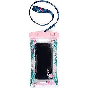 Legami - Waterdichte smartphonehoes, afneembaar koord, luchtdichte sluiting, transparant en ultradun venster, voor maximaal 6,5 inch scherm, touchscreen-gevoeligheid, 10,7 x 22 cm, flamingo-thema