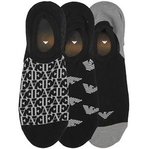 Emporio Armani 3 paar sokken met logo rondom, zwart/steen/zwart, één maat, zwart/steen/zwart