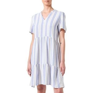 ONLY Onltiri Caro S/S Robe Lin Cc PNT pour femme Col en V, Anglais Manor/rayures : Cloud Dancer & Grey Violet, XL