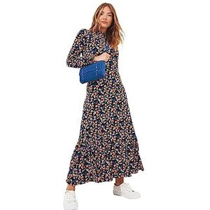 Joe Browns Kleine jersey midi-jurk met hoge hals en bloemen, casual jurk voor dames (1 stuk), Meerkleurig