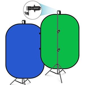 Neewer 5 x 7 ft/1,5 x 2 m opvouwbare Chromakey achtergrond met ondersteuning van 2,6 m, 2-in-1 omkeerbaar, groen, blauw, groen, groen, groen, groen, groen, groen, groen, groen, groen, groen, 2-in-1,