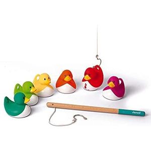 Janod - Hengelspel voor vislijn – Ducky eenden in meerdere kleuren – 6 eenden + 2 hengels – badspel en outdoor-spel – vanaf 2 jaar J03246