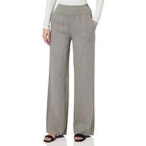 Bonateks, Vloeiende rechte broek met zakken en elastische tailleband, maat 40, Amerikaanse maat: L, gemaakt in Italië, beige, 42, Beige