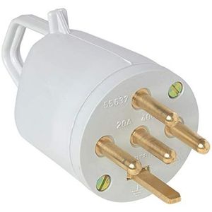 Legrand 096936 stekker mannelijk met aarding, waterdicht en ring, 20 A, 4 pins, grijs