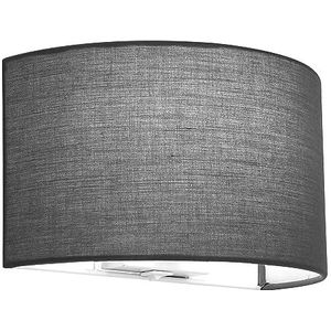 Harper Living - 1 x E27 ES wandlamp met schakelaar, grijze halfcirkel stoffen lampenkap, geschikt voor led-omschakeling, ideaal voor slaapkamer, woonkamer, hal, hotel