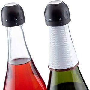 Innovagoods | Champagneflessendop, flessensluiting, herbruikbare wijnflesdop voor kelderflessen, Prosecco, champagnesluiting, 2 stuks, zwart