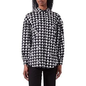 Love Moschino Zwart en wit gewatteerd shirt met lange mouwen voor dames 44 zwart/wit, 44, Zwart/Wit