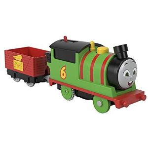 Thomas & Friends Fisher-Price Thomas en zijn vrienden, Gemotoriseerde locomotief, Percy The Meiller Friend, werkt op batterijen, dakschakelaar, om te verzamelen, speelgoed voor kinderen, vanaf 3 jaar,