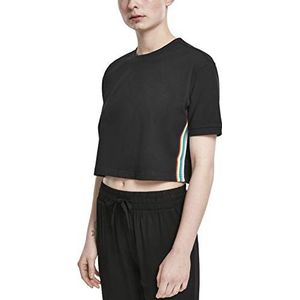 Urban Classics Dames Multicolor Side Taped T-shirt, dames, zwart (Black 0007), 3XL, Zwart (Zwart 00007)
