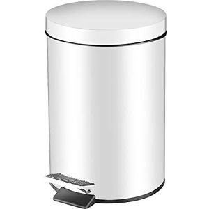GONICVIN Pedaalemmer van roestvrij staal, rond, 3 liter, met deksel, keukenafvalemmer met uitneembare binnenemmer voor keuken, huis, kantoor (wit)