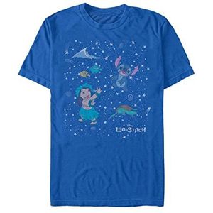 Disney Lilo & Stitch Constelation Lilo Stitch Organic T-shirt met korte mouwen, uniseks, lichtblauw, L, Helder blauw