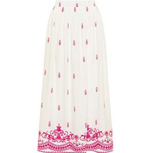 Gaya Jupe longue brodée pour femme, blanc/rose, M