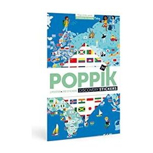 Poppik Vlaggen van de wereld ontdekte stickerset voor kinderen vanaf 7 jaar, educatieve en grappige poster set voor kinderen