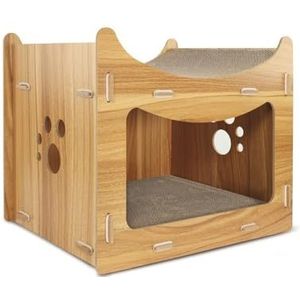 Record – Griffoir pour chats Pagode – Structure en bois et carton avec Catnip – Forme rectangulaire – Dimensions : 45 x 30 x 35h – Niche confortable pour chats