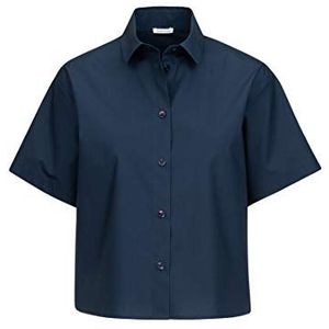 Seidensticker Modieuze damesblouse met korte mouwen, katoenen boksblouse, Donkerblauw