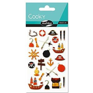 Maildor 560505C – een zak met 3D Cooky stickers, 1 plank, 7,5 x 12 cm, piraten (24 stickers)