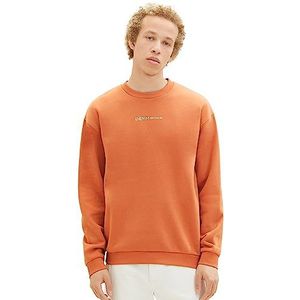 TOM TAILOR Denim Heren sweatshirt ronde hals kleine logoprint 32247-soft Autumn Rust, S, 32247-zachte herfstroest