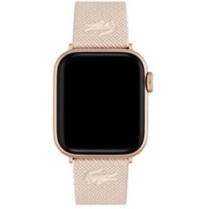 Lacoste Unisex Apple Watch armband roze leer met klein piqué patroon, Roze, klassiek