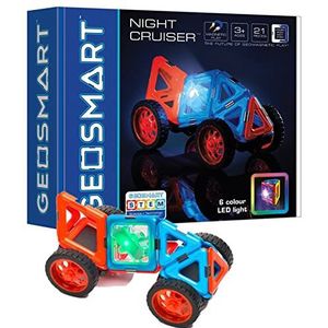 GeoSmart - De Paw Patrol - Night Cruiser - Magnetisch bouwspeelgoed - 21 stuks - Inclusief een helder stuk - voor kinderen vanaf 3 jaar