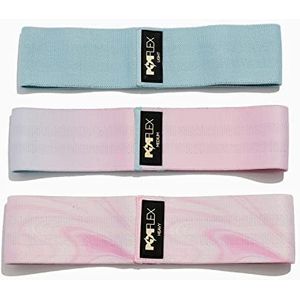 Popflex Blogilates 3 stuks katoenen billband voor dames, 3 intensiteitsniveaus, weerstandsbanden, gebreide stof, yogabanden voor dames, lichte fitnessbanden, uitrusting