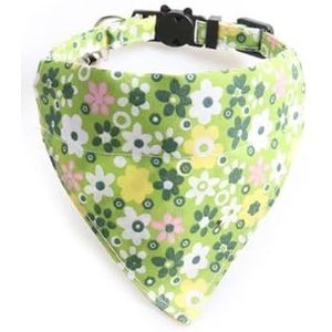 Zacal Luxe kattenhalsband met vlinderdas en belletje, veilige snelsluitgesp, kattenhalsbanden (groene bloemenbandana)