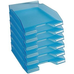 Exacompta - Ref. 11336D - Set van 6 COMBO MIDI brievenbakken - Handige afmetingen 34 x 25 x 6,5 cm - voor A4 documenten - Doorschijnend turquoise