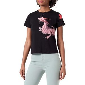Pinko Quentin T-shirt jersey imprimé dragon femme, Z99_Noir Limousine, M