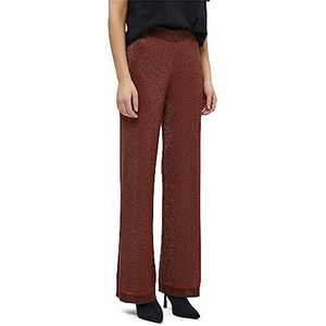 Minus Allie Pantalon en Tricot Métallique Taille Haute Et Jambe Large Femme, Marron (5049met Dark Cinnamon Brown Metallic), M