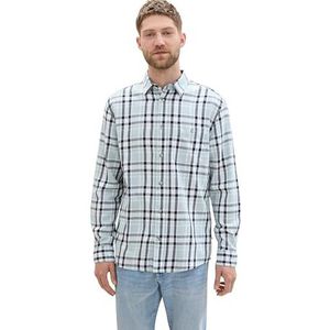 TOM TAILOR 1042645 Herenhemd, 35996 - Blauw Dusty Mint Twill Check