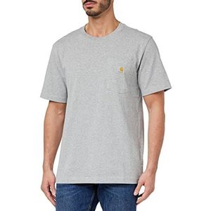 Carhartt K87 T-shirt met korte mouwen en zak, casual pasvorm, T-shirt voor heren (1 stuk), Grijs Chinees