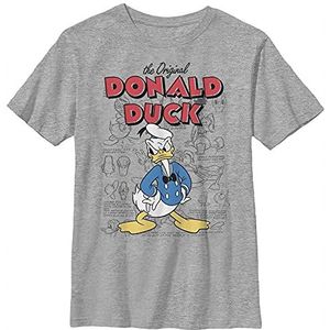 Disney Donald Duck Original Donald How To Draw Background Jongens T-Shirt Grijs Meliert Athletic XS, atletisch grijs gemêleerd