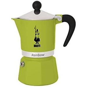 Bialetti Rainbow gekleurd koffiezetapparaat, aluminium, groen, 3 kopjes